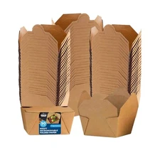 Paper Takeaway Boxes – 50PK Leak Resistant Food Containers Microwave Safe