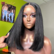 Short Bob Lace Front Wigs Human Hair 4X4 Lace Closure Wigs Straight Transparent