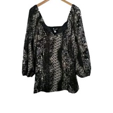 NWT Urban Outfitters Long Sleeve Mini Dress Womens Sz Medium Black Motif Print