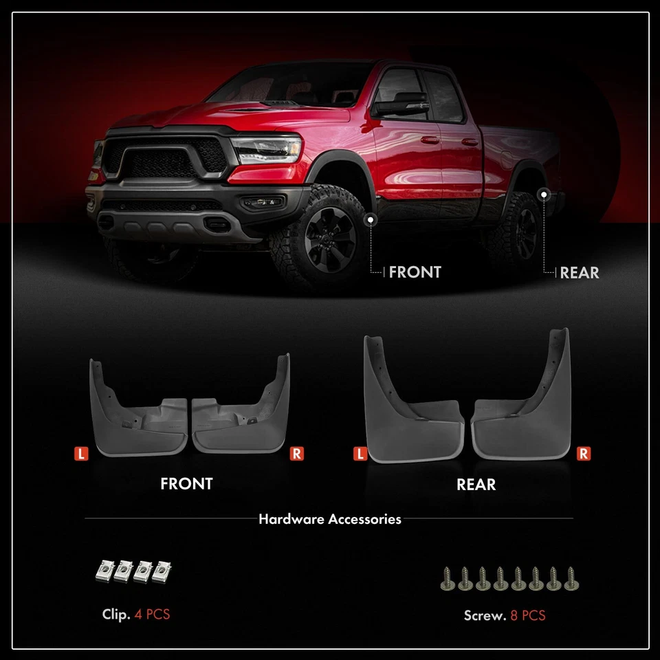 4 peças protetores contra respingos laterais dianteiros e traseiros para Dodge Journey 2011-2020 SUV - Imagem 2 de 4