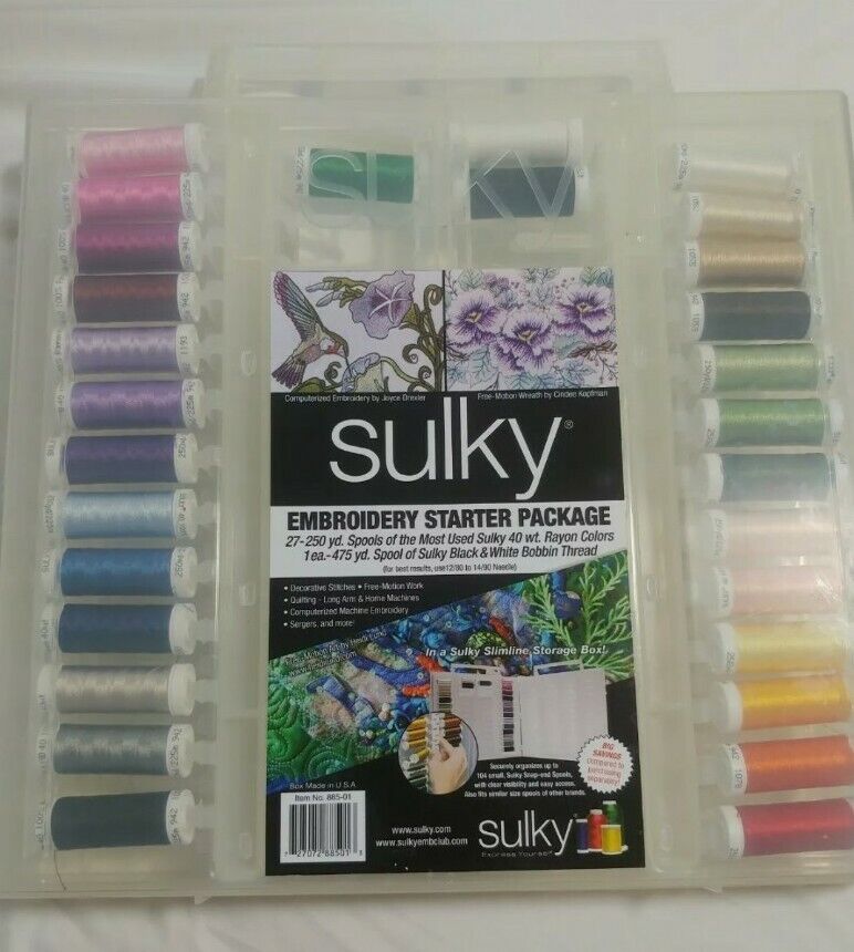 NEW! Sulky Embroidery Slimline Box 27pc Set Rayon 40 kit multi color starter 