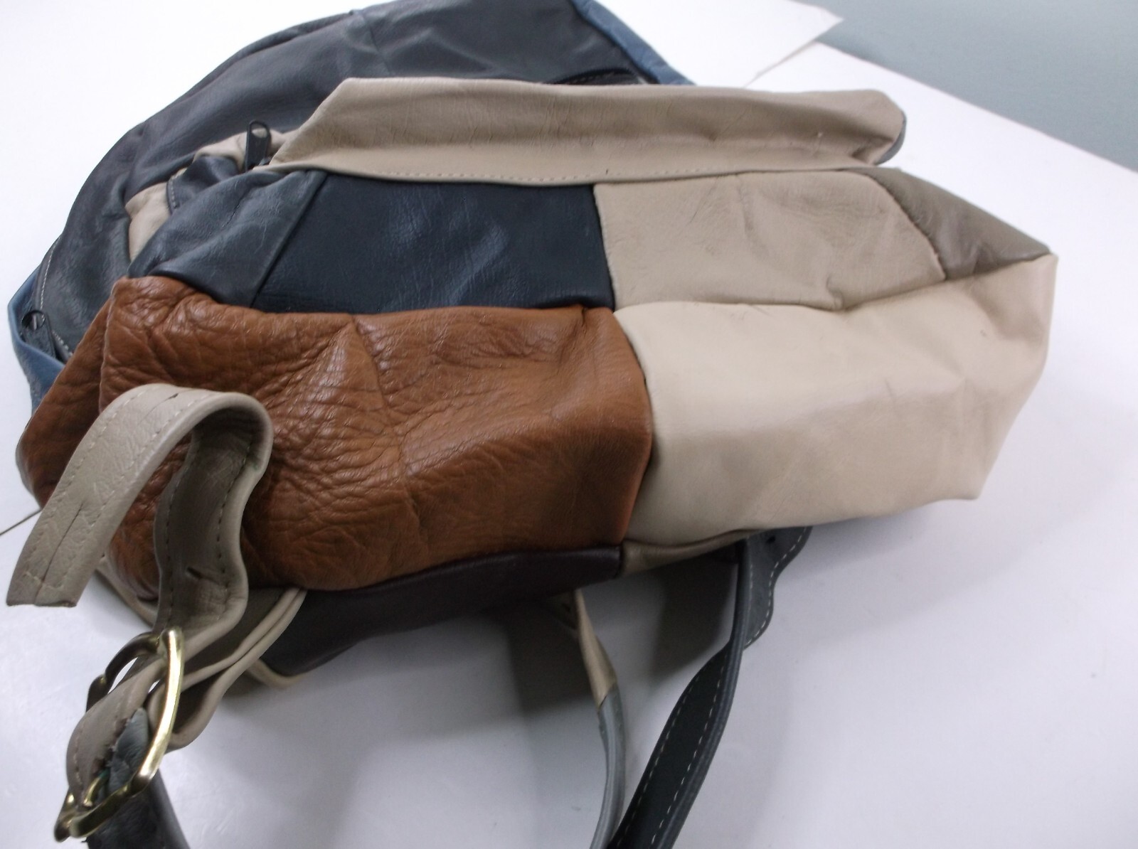 Multi-Color Patchwork Genuine Leather Backpack   … - image 6