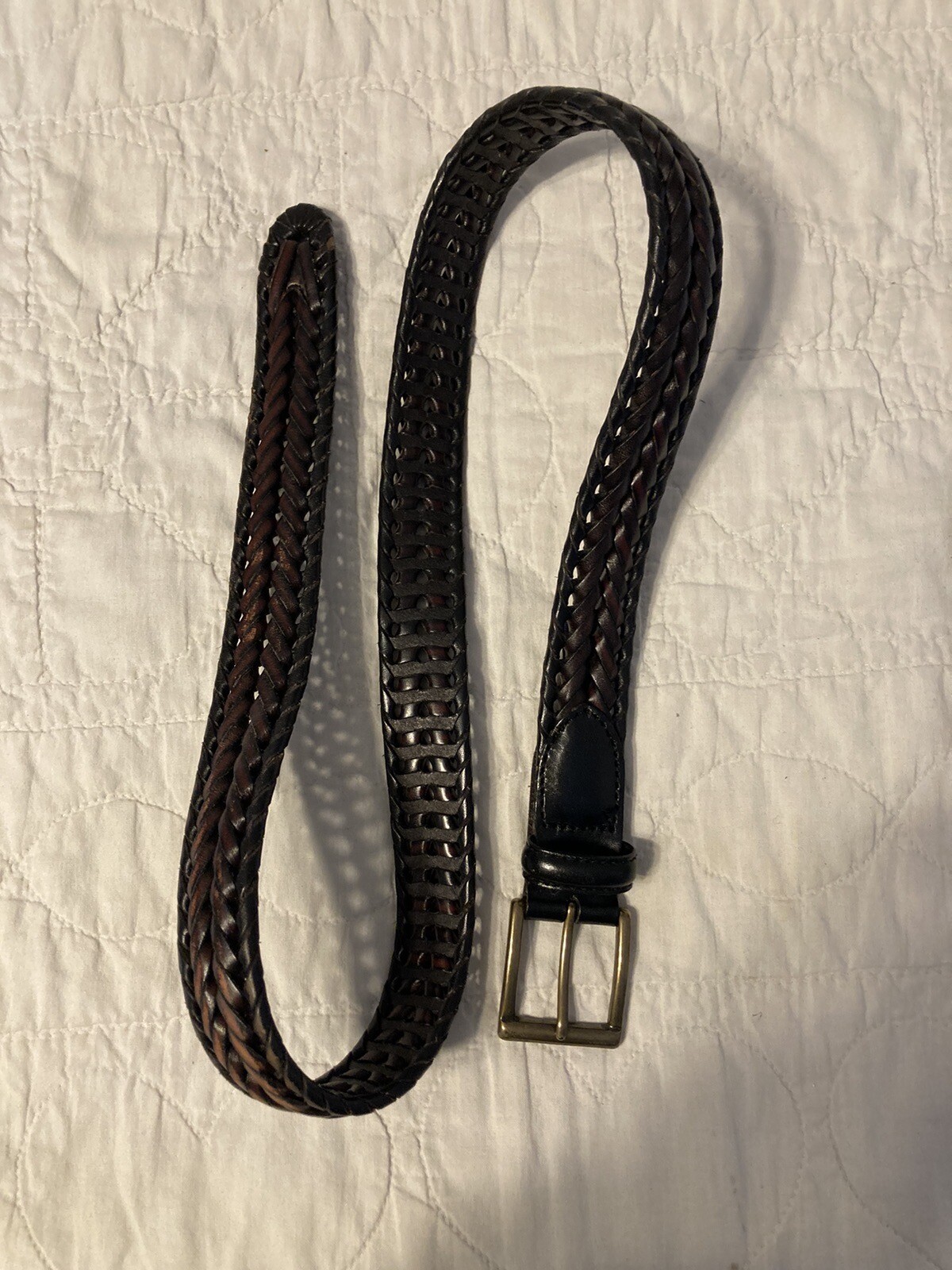 Roundtree & Yorke Brown Genuine Leather Braided Woven Belt Size 32” 80cm Mens eBay