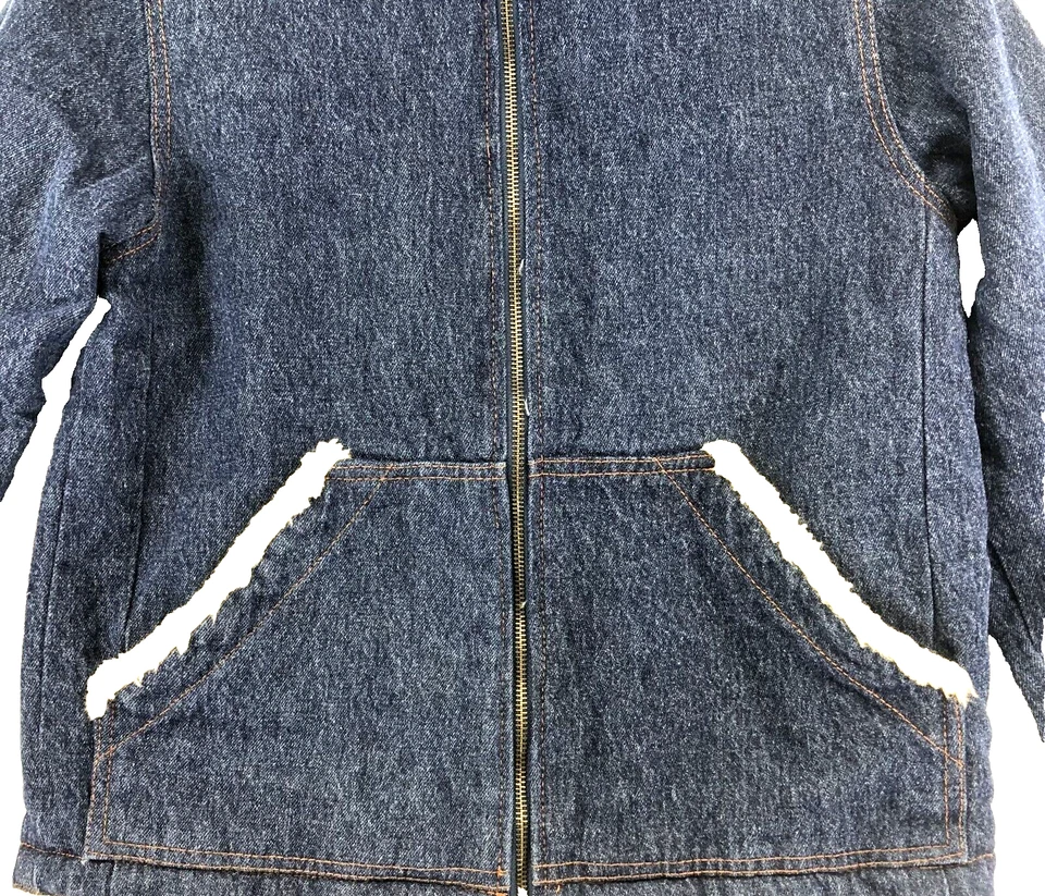 Abrigo Chaqueta Mujer Casa de Muñecas S Denim Cremallera Frontal Sherpa Forrado Coro Granero Abrigo Foto 3 de 4