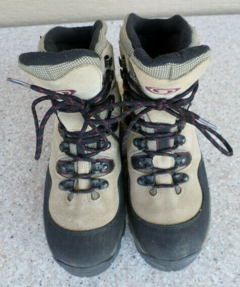 Salomon pelle scamosciata marrone chiaro foderato Goretex 6 pollici. stivali. Donna 7 5 (euro 39)