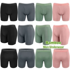 Men Bamboo Boxers 4 Pack Breathable Elasticated Waistband Elastane Stretch Brief