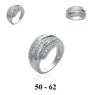 Bague Rhodé T52 Flgrane Pavé Damant Cz Bcolore Argent Massf Dolly