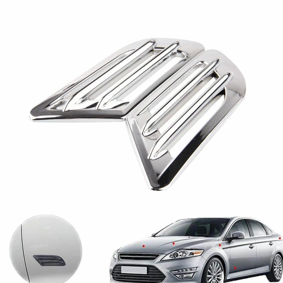 2pcs/set Car Exterior Side Air Intake Flow Vent Fender Decoration Grille  Sticker