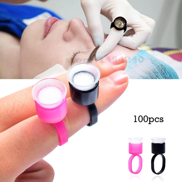 100x Tattoo Ink Ring Cups Glue Cap with Sponge Pigment Cup Tattoo Tool JR T^Q KP 100x Tattoo Ink Ring Cups Glue Cap with Sponge Pigment Cup Tattoo Tool JR T^Q KP