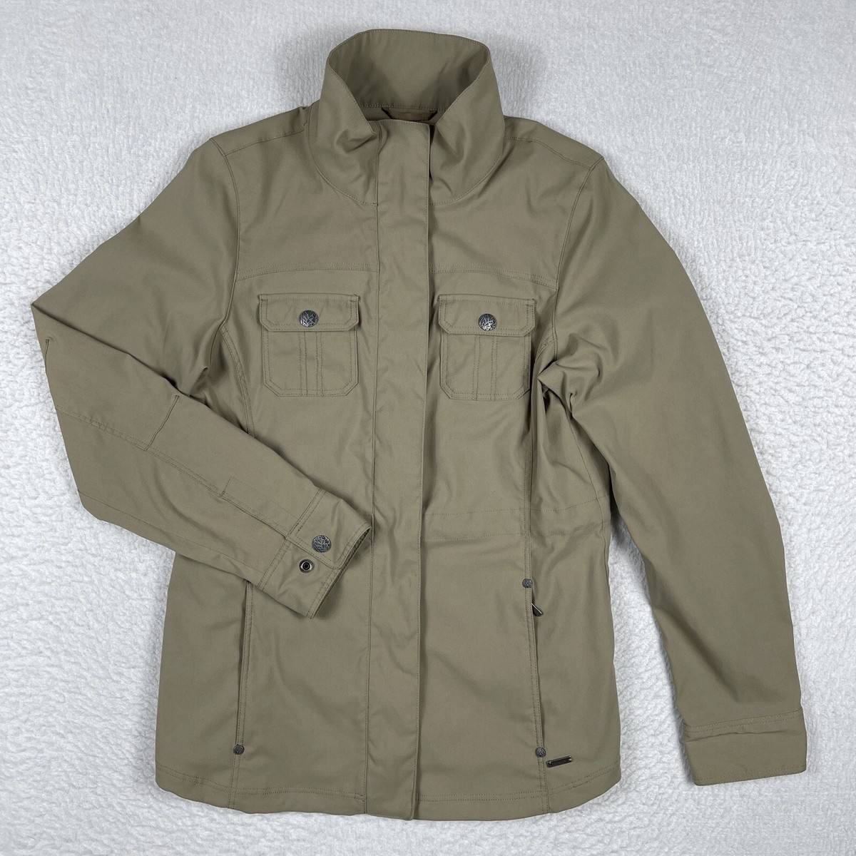 Prana Jacket Womens Medium Dark Khaki Cinch Waist Stretch Zion Ladies Coat