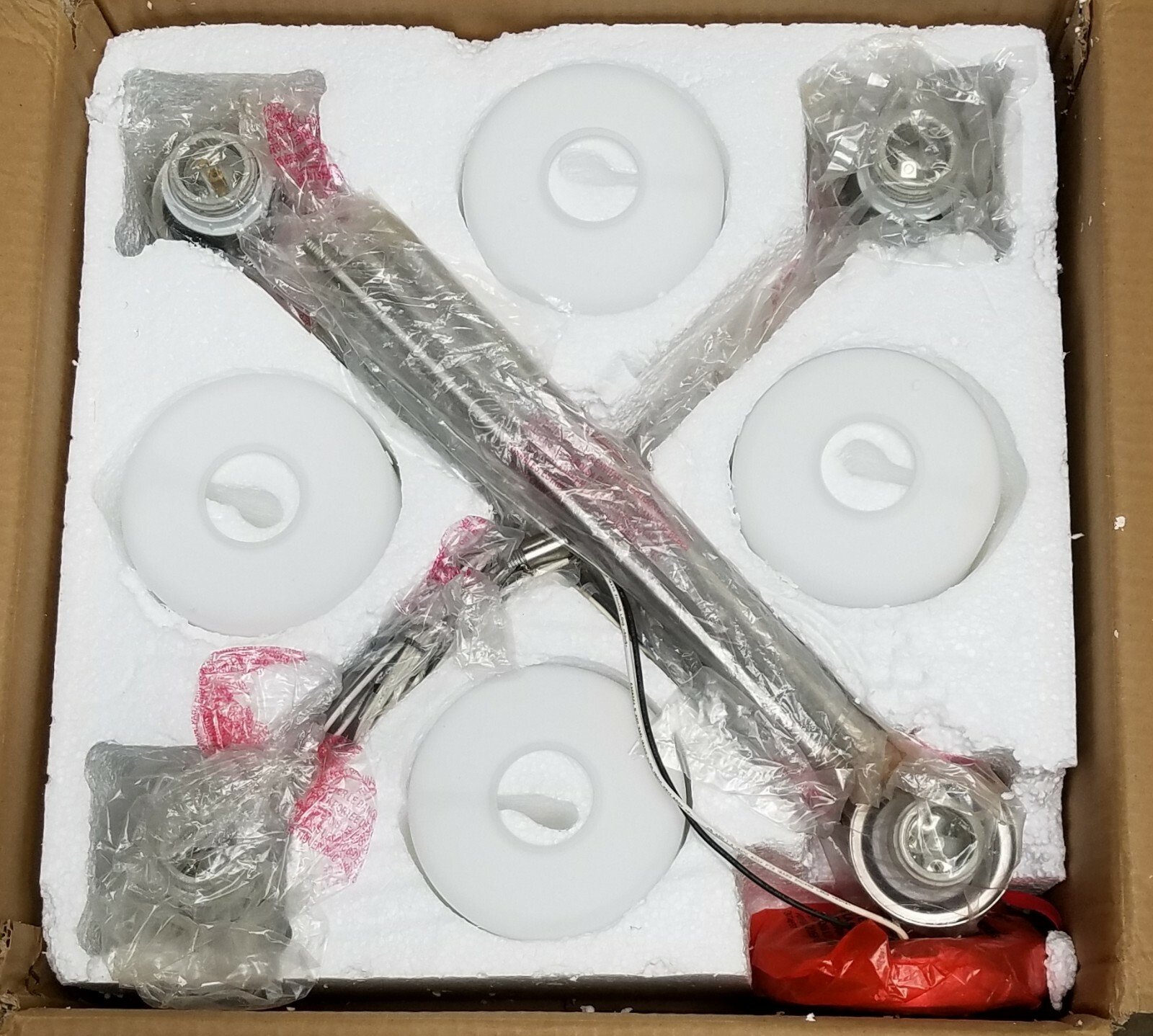 Park Harbor PHHL6284BN 22"W 4-Light Single Tier Shaded Chandelier w/Glass Shades