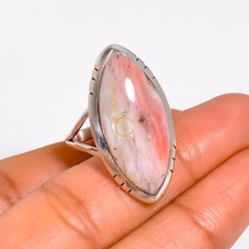 Pink Opal Stone 925 Sterling Silver Handmade Statement Ring Jewelry Gift for Her