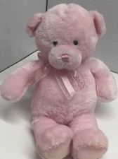 Gund Baby Plush PINK MY FIRST TEDDY BEAR Lovey Sewn Eyes Very Soft Satin Bow 12  