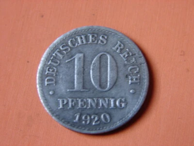 ALLEMAGNE . WEIMAR.. 10 PFENNIG ZINC 1920. sans lettre d'atelier. - Photo 1/2