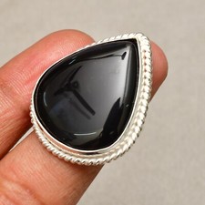 Black Onyx Gemstone Handmade 925 Sterling Silver Jewelry Ring Size 6