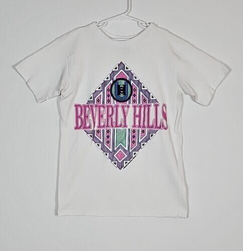 Vintage 90s Single Stitch Beverly Hills California Cali Shirt Men Size XS White