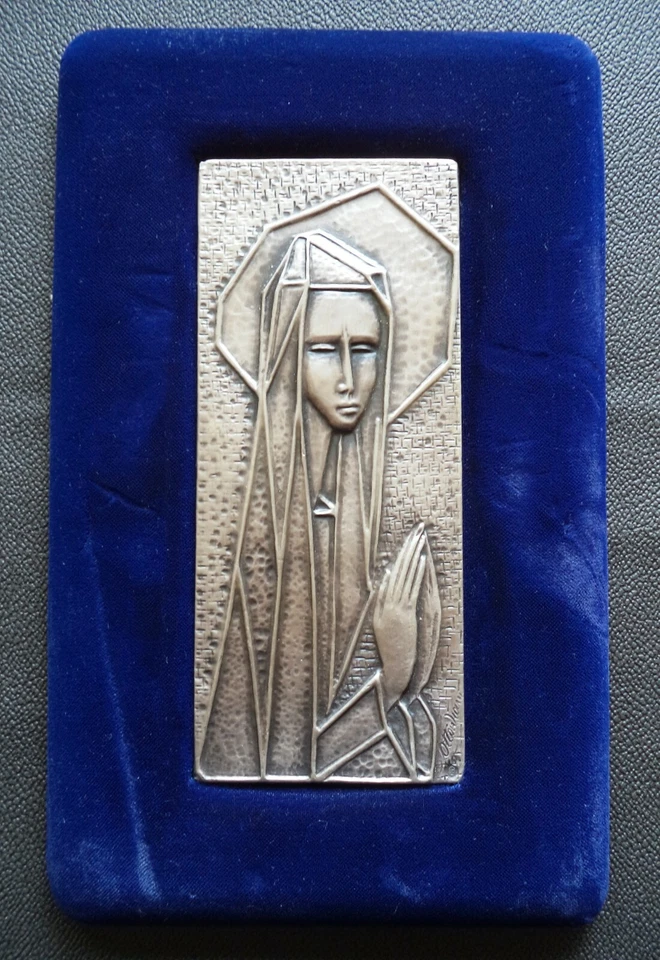 Ottaviani quadro placca argento 925 Madonna stilizzata vintage 15 x 6,5 cm - Immagine 2 di 4