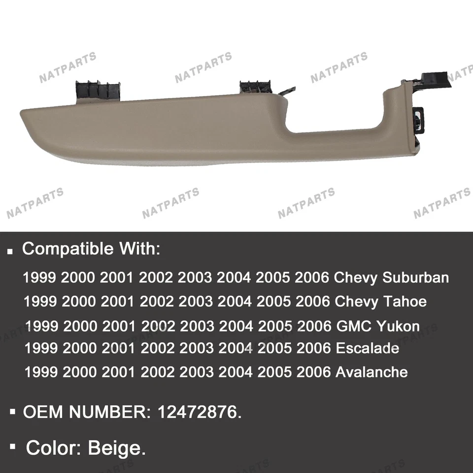 Manija de reposabrazos de puerta lateral izquierda del conductor delantero para modelos Chevrolet/GMC seleccionados 99-06 Foto 2 de 4