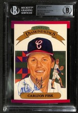 Carlton Fisk White Sox Signed 1989 Donruss Diamond Kings Super DK's Beckett