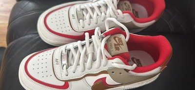 Nike Air Force 1 White Red Brown Low Top Lace Up Men's Sneaker