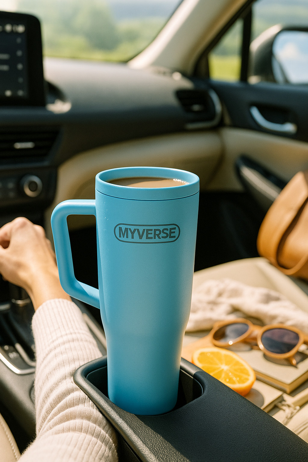 MYVERSE 40oz Tumbler with Handle & Straw Lid – Stainless Steel Insulated