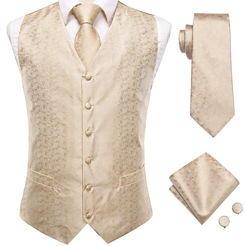 Men's Tuxedo Vest & Bowtie/Necktie Set, Classic Formal Waistcoat Paisley Floral - Picture 84 of 224