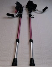 Adult Adjustable Forearm Crutches - Pair, Ergonomic, Pink/Silver - New(Open Box)