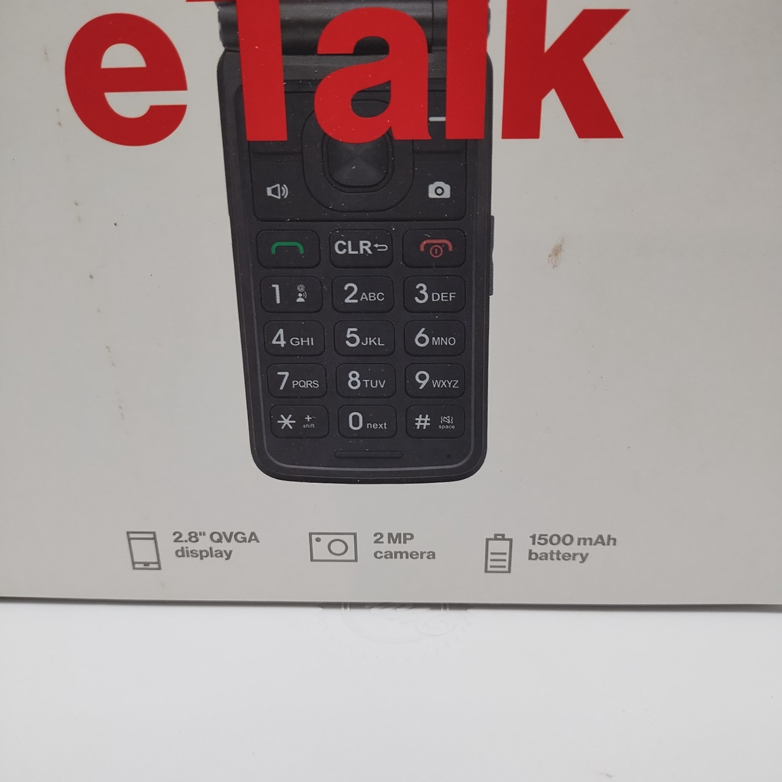 eTalk Flip Phone Verizon 2.8" Screen 2 MP Camera 4G LTE SIM 