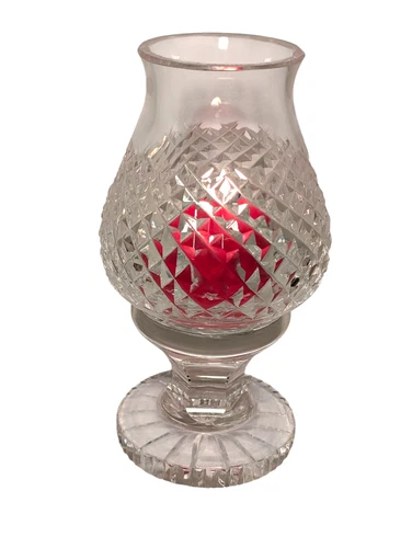 Vtg WATERFORD CRYSTAL Alana Fairy/Hurricane 2-Pc Candle Holder IRELAND