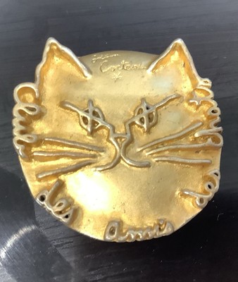 Jean Cocteau Brosche signiert Katzenkopf 1999