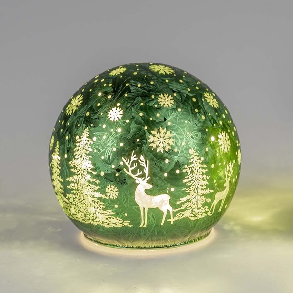Deko-Kugel Frosty-GrüN Baum Hirsch Sterne Led-Licht Glas formano Weihnachtskugel-image