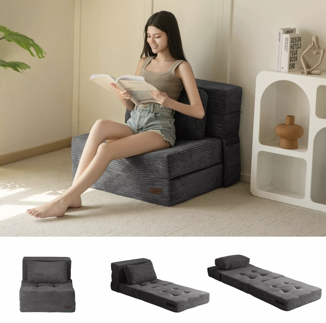 Maxyoyo Divano Letto Pieghevole 15cn Materasso Z Salotto Schiuma Futon Grigio Singolo foto 2