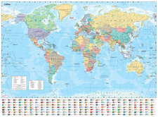 Collins Large World Wall Laminated Map (70 X 91.5 Cm): Laminated Map with Flags,
