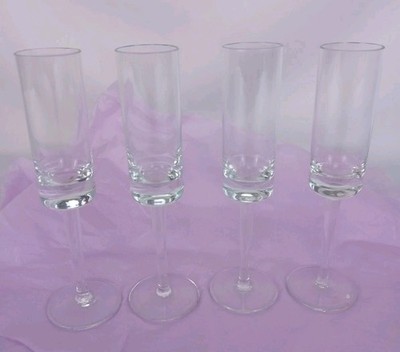 Set of 4 Clear Glass Aperitif Cordial Glasses Tall Straight Sided 7.75''