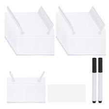 30 Pack 3.1" x 2.2" Plastic Shelf Basket Label Holders Clips with Button Lock