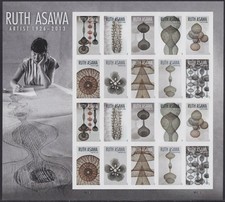 Ruth Asawa Artist Pane of 20 Current Rate Postage Stamps Scott 5504-13