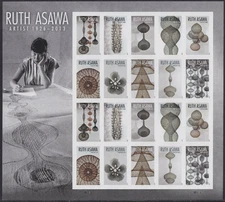 Ruth Asawa Artist Pane of 20 Current Rate Postage Stamps Scott 5504-13