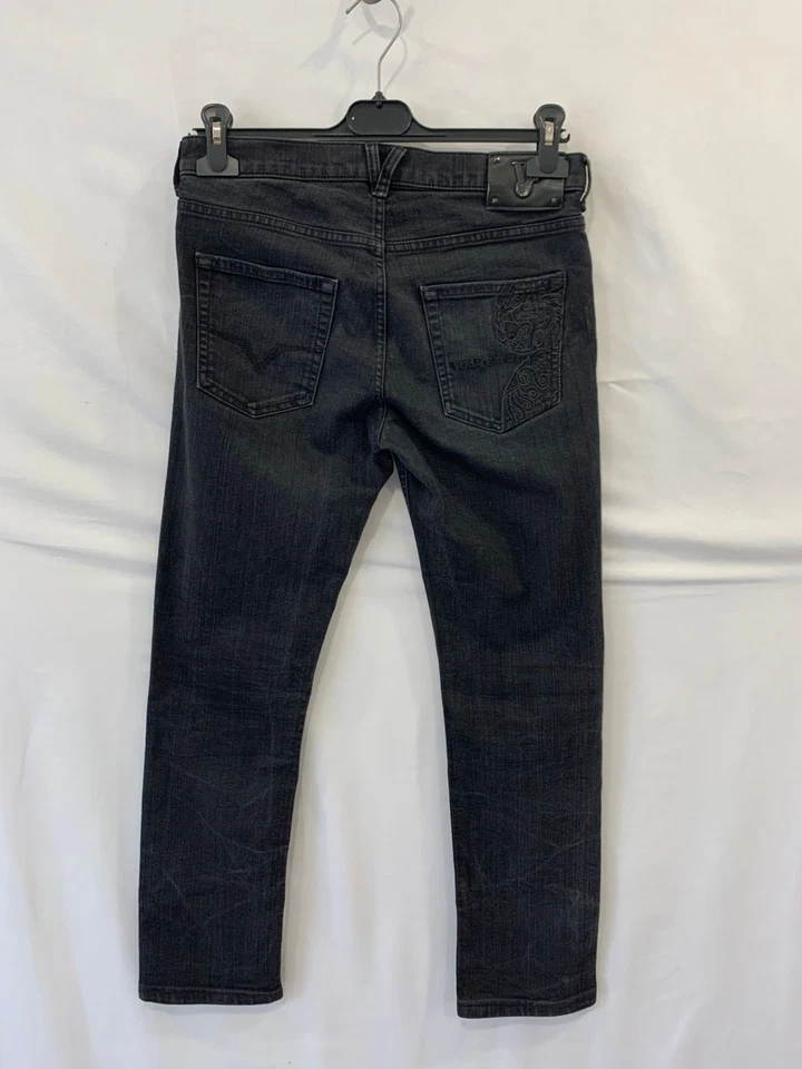 Pantalones de mezclilla Versace Jeans ajustados negros W30 L26.5 para hombre diseño Italia #P5 Foto 2 de 4
