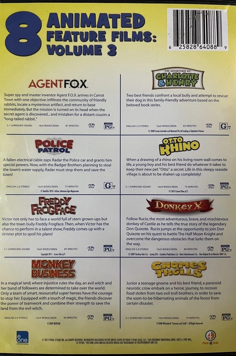 8 Animated Movies Vol 3 DVD 625828640889| eBay