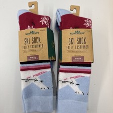 Northeast Outfitters Ski Socks Lot 2 Packs Of 2 Thick Youth Kids 13K-4