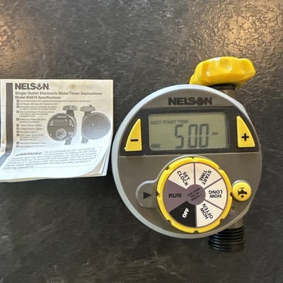 Nelson Single Outlet Electronic Water Timer Gray LCD Screen Battery-Operated