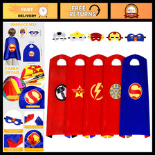 Kids Superhero Capes Masks Set, Dress Up Costumes for Boys Girls 4-12 Years