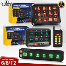 6/8/12 Gang RGB Slim Switch Panel Toggle LED Light Circuit Relay System Kit