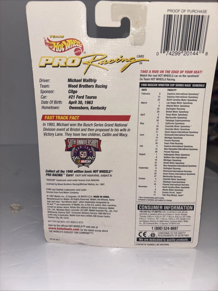 迈克尔·沃尔特里克 #21 Citgo Team 风火轮专业赛车 1997 年版 1: 64 — 第 2/2 张图片