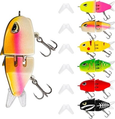 6pcs Mini Glide Bait Fishing Lures Multi Jointed Swimbait Slow Sinking Bass Pike