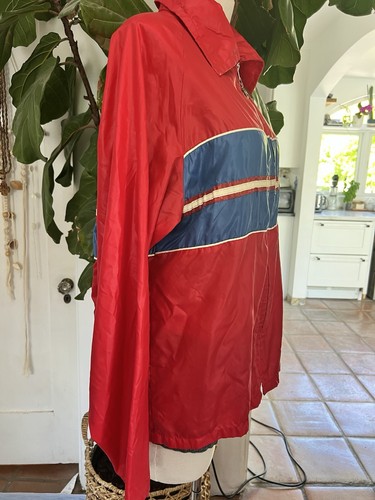 Vintage Pacific Trail Windbreaker Jacket Red with Blue and White Stripes, Size M - Picture 4 of 8