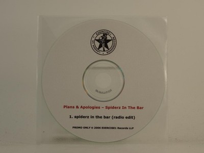 PLANS AND APOLOGIES SPIDERZ IN THE BAR (H1) 1 Track Promo CD Single including Pl