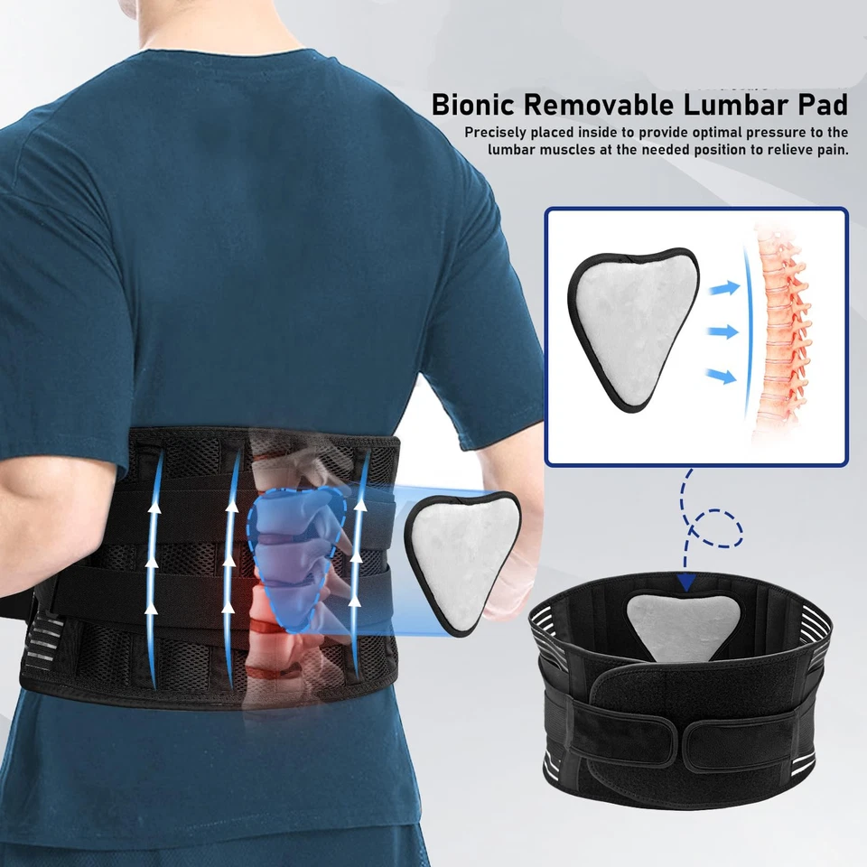 Rückenstützgürtel Lendenwirbelstütze Rückenbandage unteren Rücken Herren Damen - Bild 3 von 4