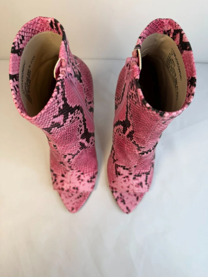 Steve Madden Conflict Mujer Talla 7 Rosa Serpiente Punta Abierta Tobillo Tacones de Aguja Bota Foto 3 de 4
