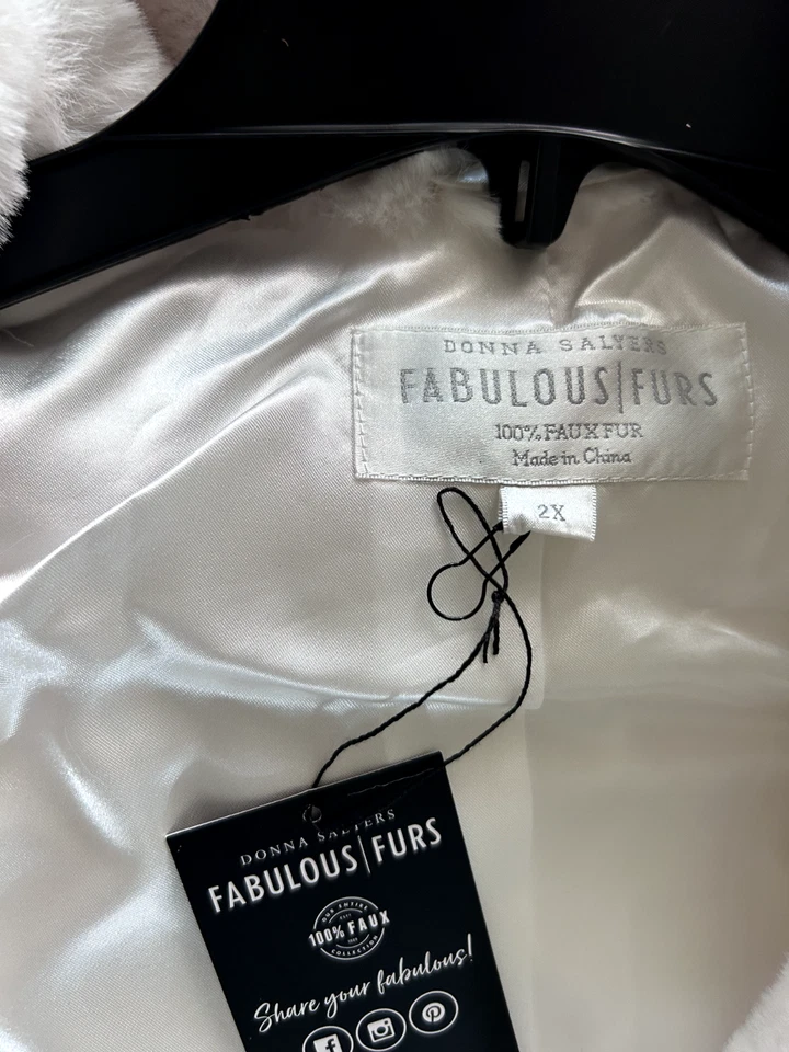 Donna Salyers Fabulous Furs Coat (100% Faux)  Ivory Posh Jacket  - Image 3 of 4